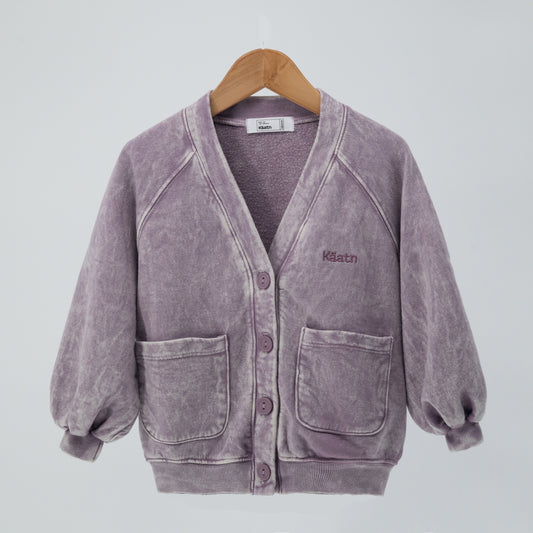 Bomber Cardigan 100% Organic Cotton Fleece LAVENDER