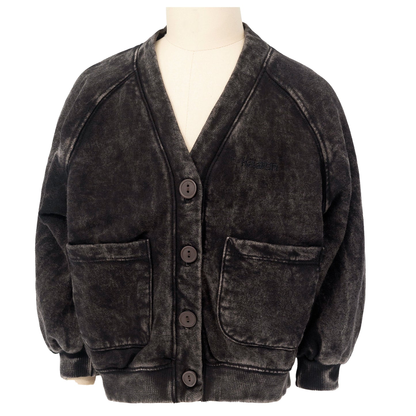 Bomber Cardigan 100% Organic Cotton Fleece BLACK